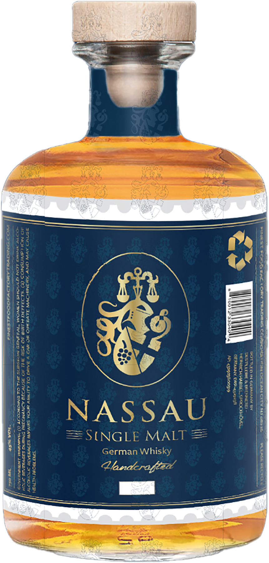 Nassau German Single Malt Whisky – Aged 40 Months in Used Bourbon Barrels | 40% ABV | 750ml